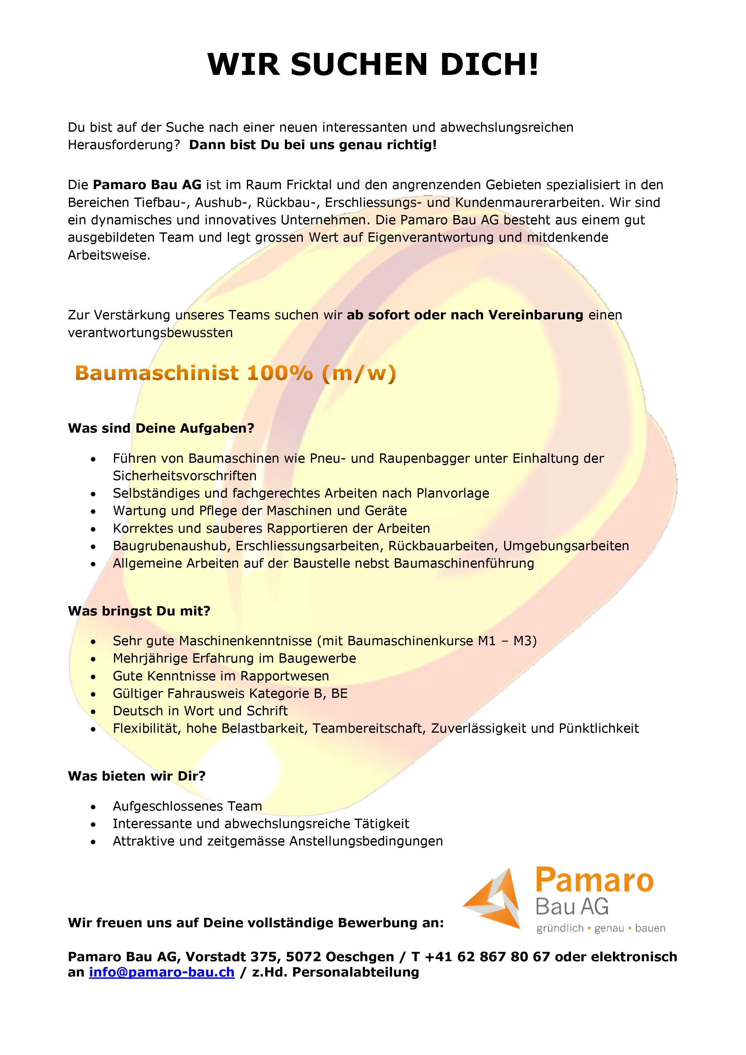 Stellenangebote - Pamaro Bau AG